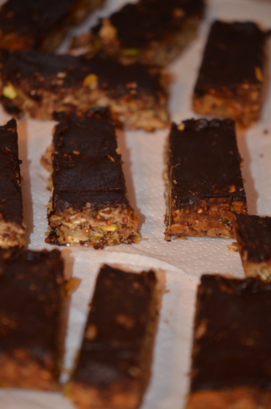The recipe yields 12-16 bars, depending on how generous the slices.