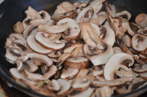 Raw Mushrooms Ready to Sauté.